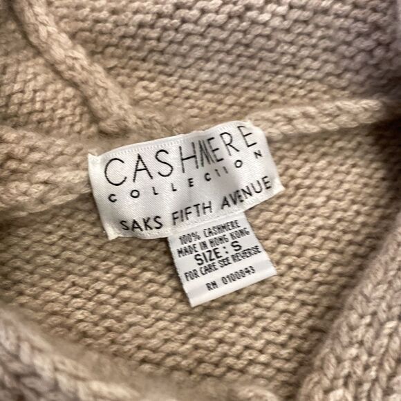 NEW Saks Fifth Ave 100% Cashmere Hooded Cable Knit Cardigan Sweater Small - Picture 6 of 6